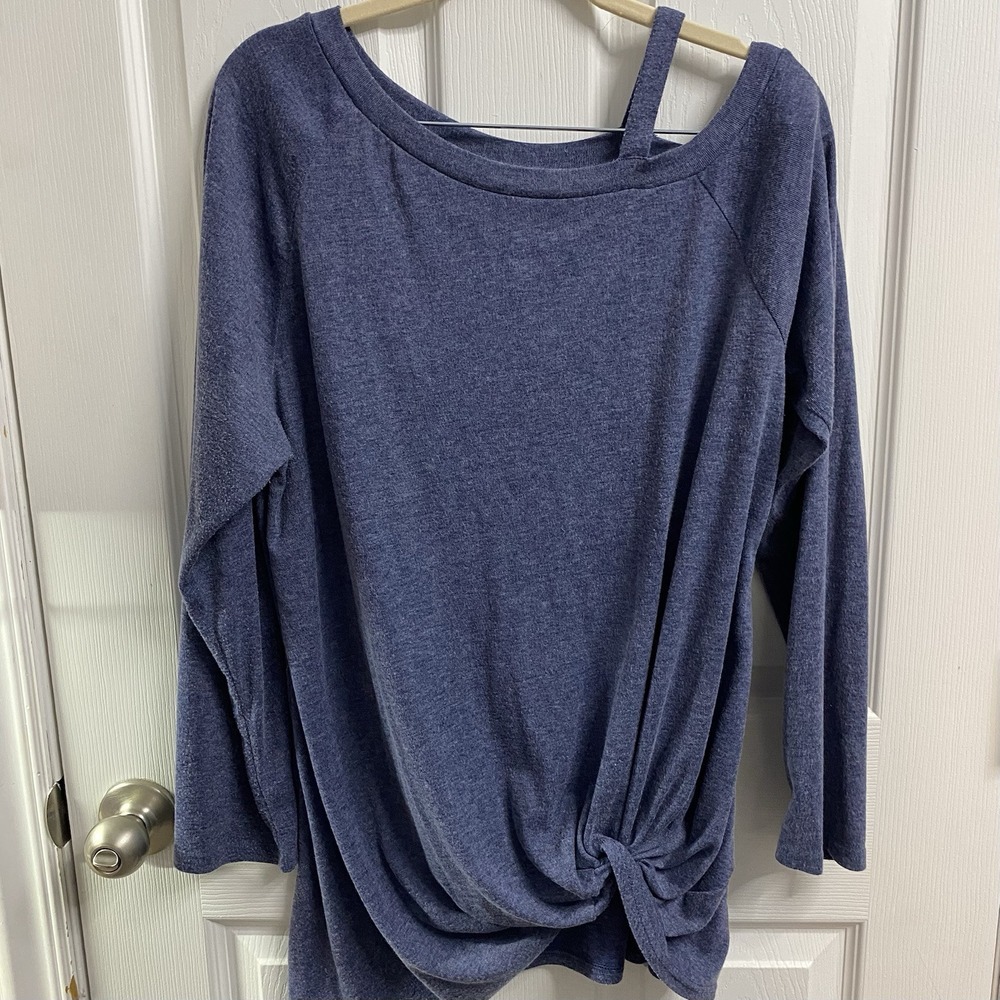 YIDARTON Blue Knot Tie Sweater Women's L Pullover Long‎ Sleeve Soft Cotton Long